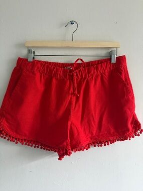 J. Crew linen cotton Red Pom-Pom Hem Shorts women’s medium